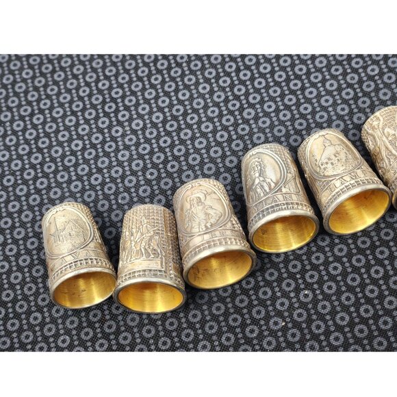 Antique Simons Bros. Sterling Silver Thimble Lot of 8 – U.S. State Series (.925) - Picture 10 of 11